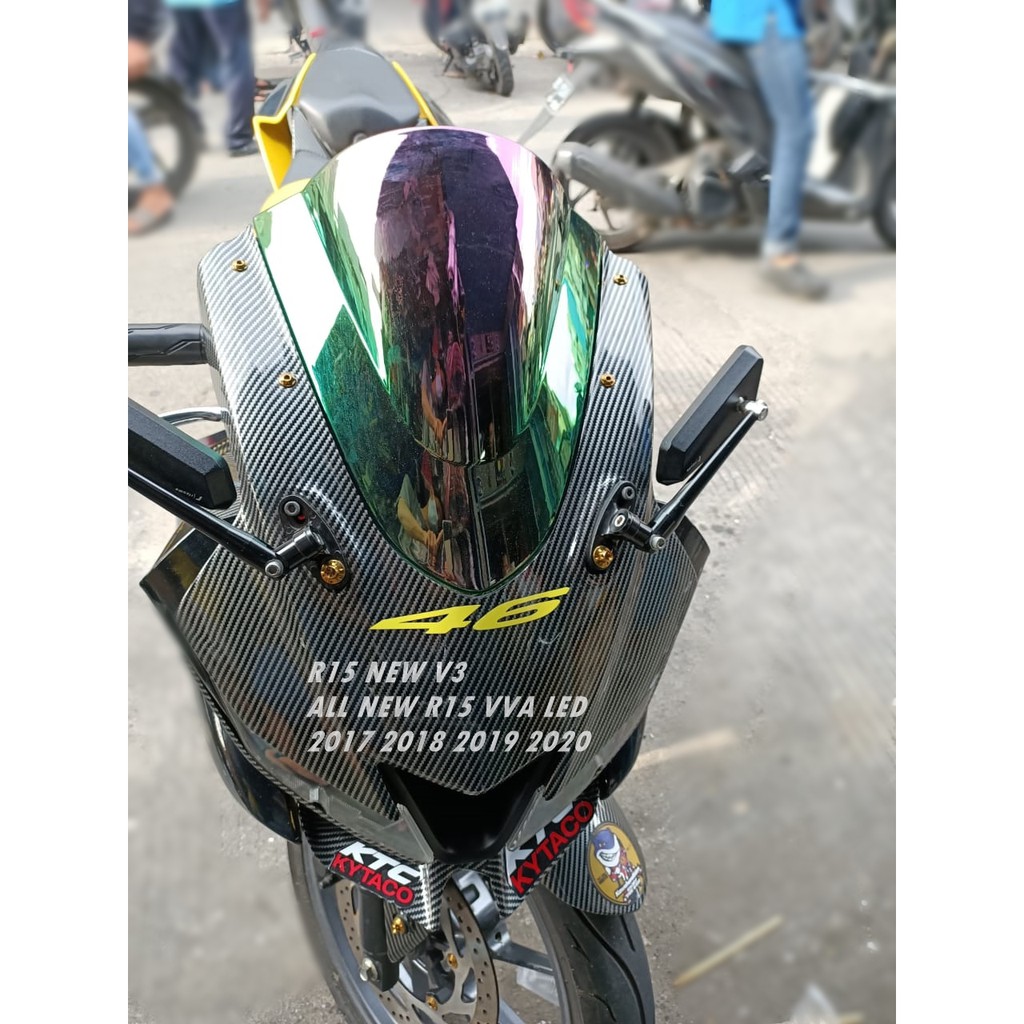 visor R15 NEW V3 WINDSHIELD JENON RAINBOW UNTUK MOTOR YAMAHA ALL NEW R15 VVA 2017-2020 PELANGI