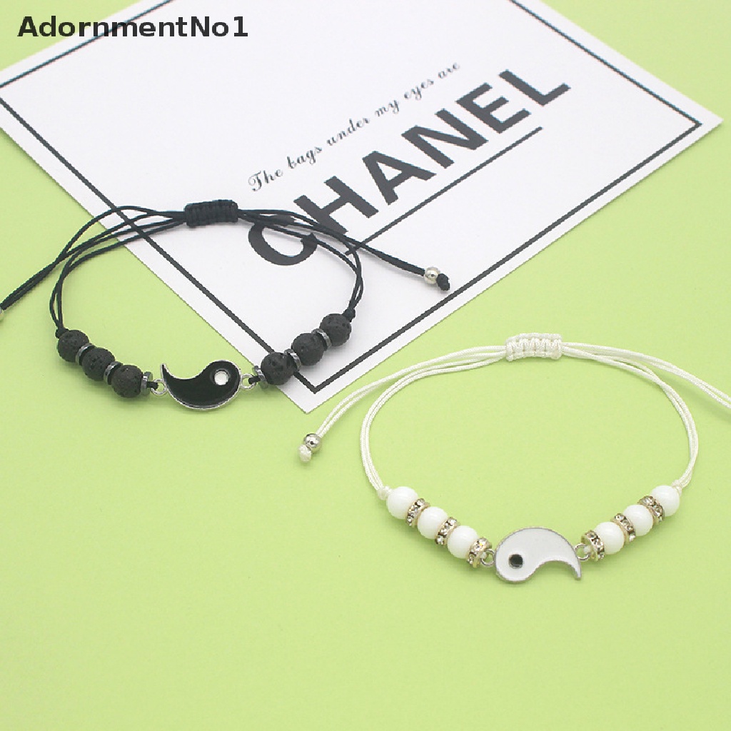 (AdornmentNo1) Gelang Tali Anyam Handmade Adjustable Dengan Charm Tai Chi Cina Untuk Pasangan / Teman