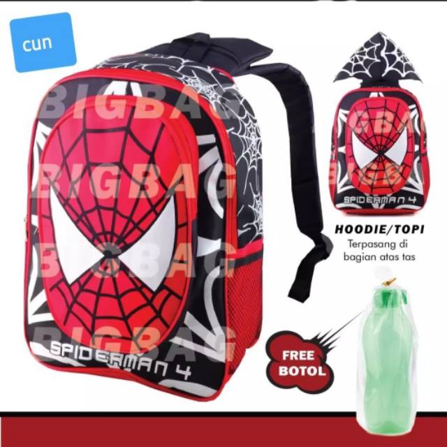 TAS SPIDERMAN TAS ANAK SD TAS ANAK SEKOLAH TAS ANAK KARAKTER SPIDERMAN FREE BOTOL/jam tangan