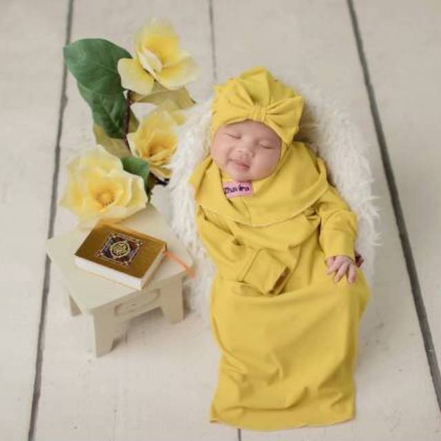 Gamis Polos by Zhavira - Lime / Lemon - Gamis Bayi Balita Anak Perempuan