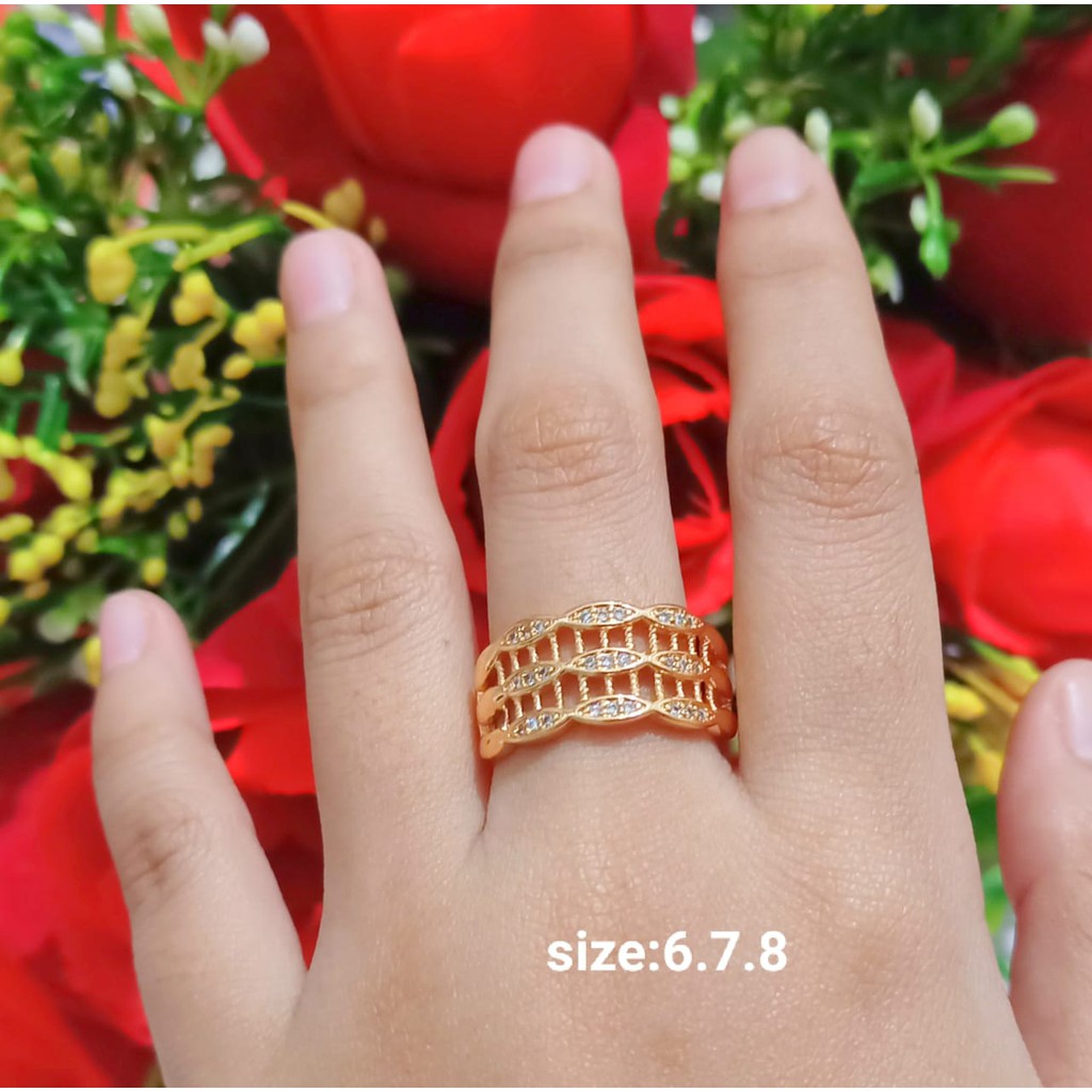 Cincin Dewasa Permata Zircon Gold Perhiasan Wanita (COD)