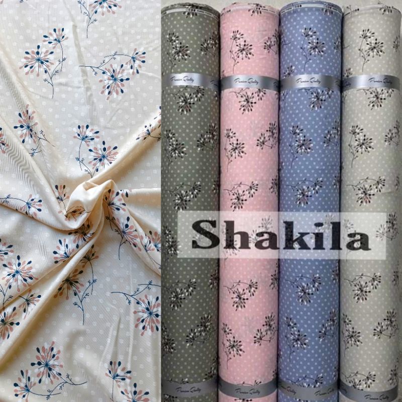 Kain Shakila Motif Bunga Salju dan Kenanga harga setengah meter