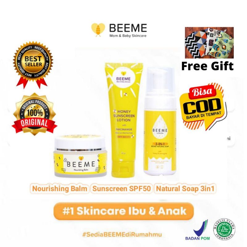 PAKET BEEME NOURISHING, Sabun &amp; Sunscreen Niacinamide