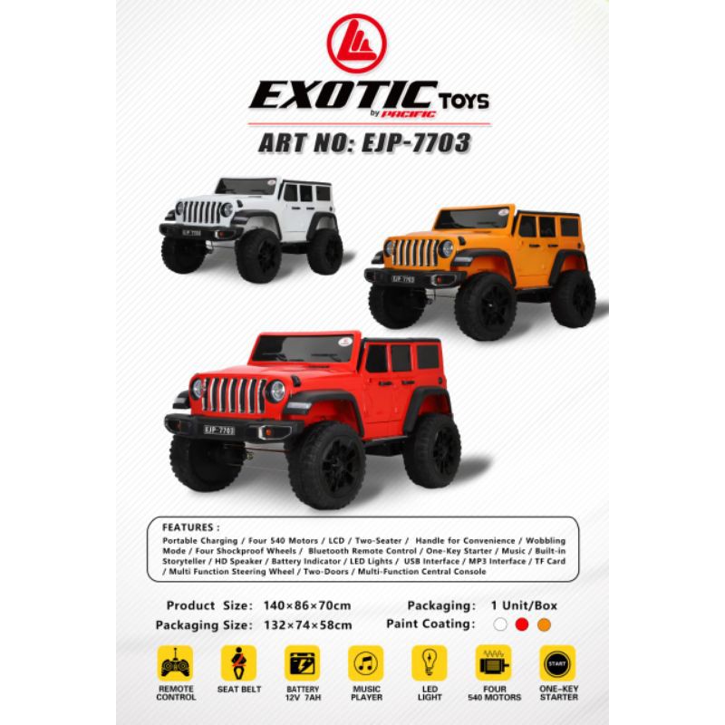 mobil aki mainan anak jeep wrangler rubicon exotic ejp7703