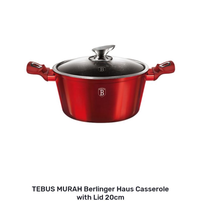 BERLINGER HAUS PANCI BERTUTUP CASSEROLE WITH LID 20 CM BURGUNDY