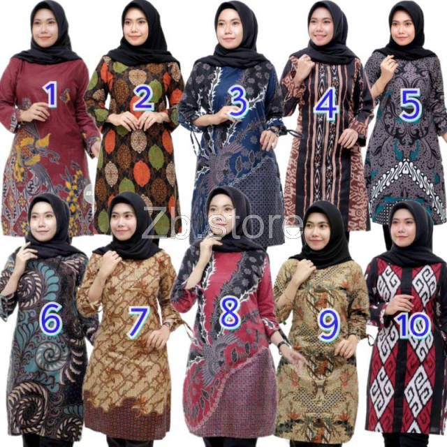 Atasan Tunik Batik Wanita Seragam Kantor Kerja Kekinian Terbaru