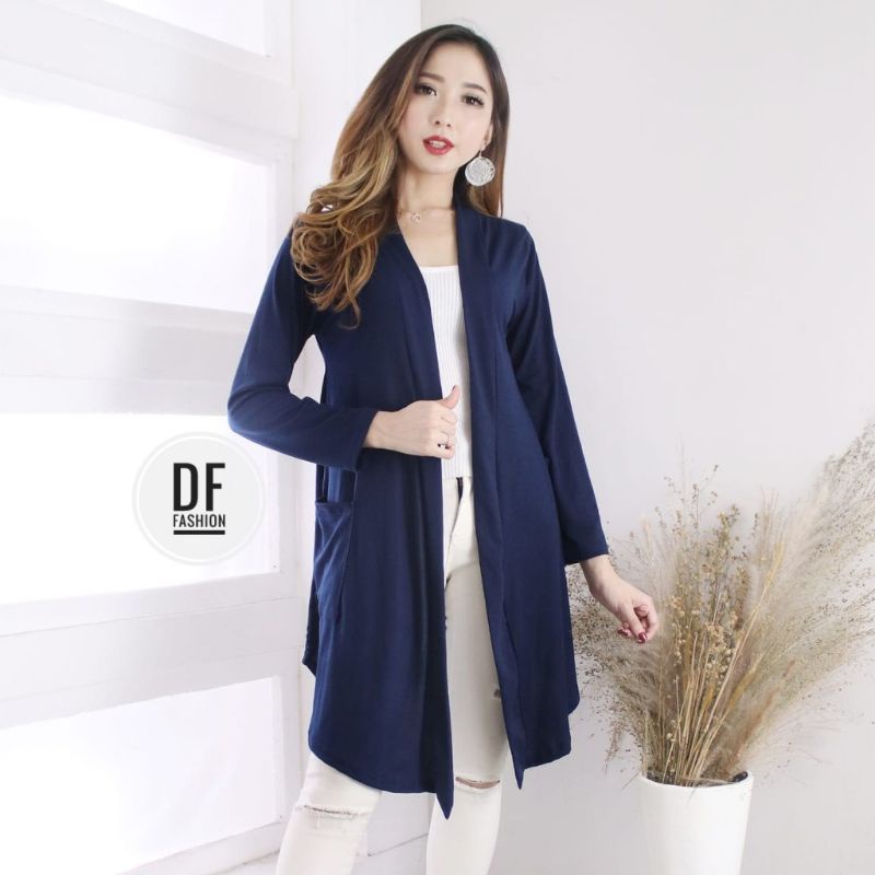 Outer Wanita ModeL Depan Panjang.Cardigan Bahan Spandex