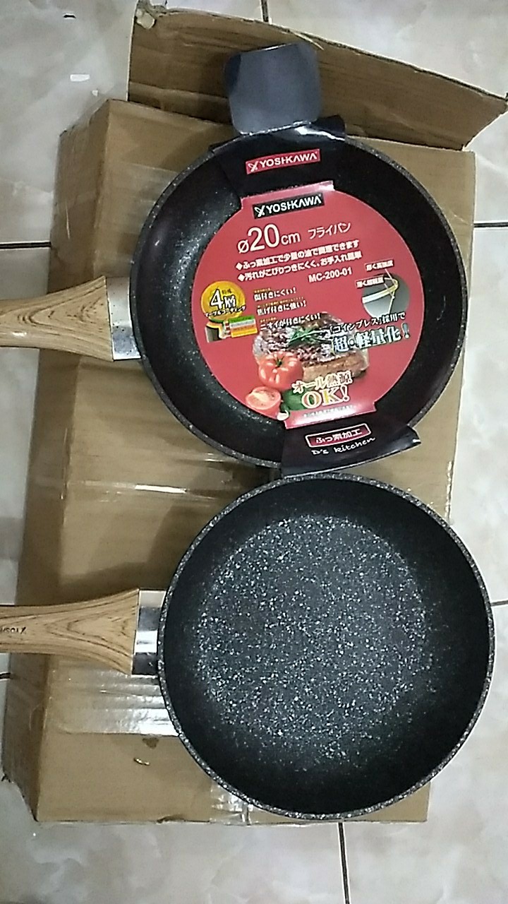 Frypan Frying Pan Saute Pan Teflon Penggorengan Marble Ceramic Anti Lengket 20 Cm Yoshikawa Classic