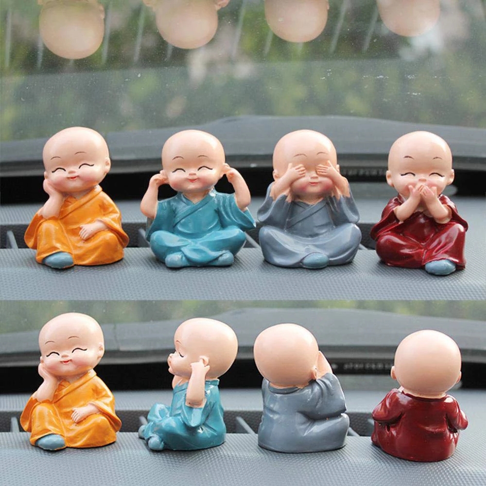 Patung Biksu Buddha Kecil Bahan Resin Untuk Dekorasi Mobil