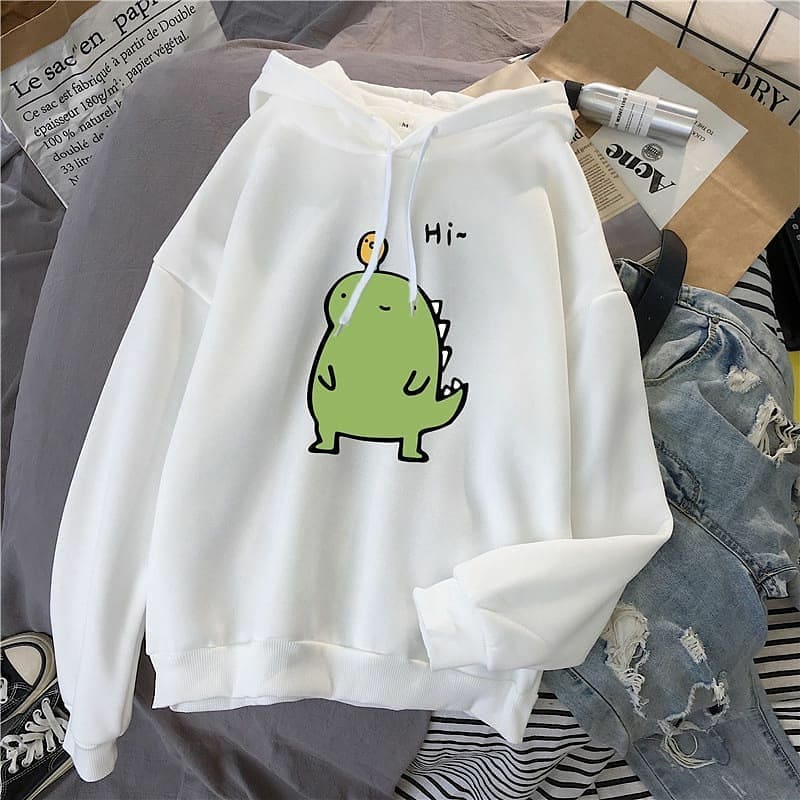 Cute Moster hoodie Sweater Wanita Kekinian Style Korea I Sweter Huodie Tebal Bahan Fleece