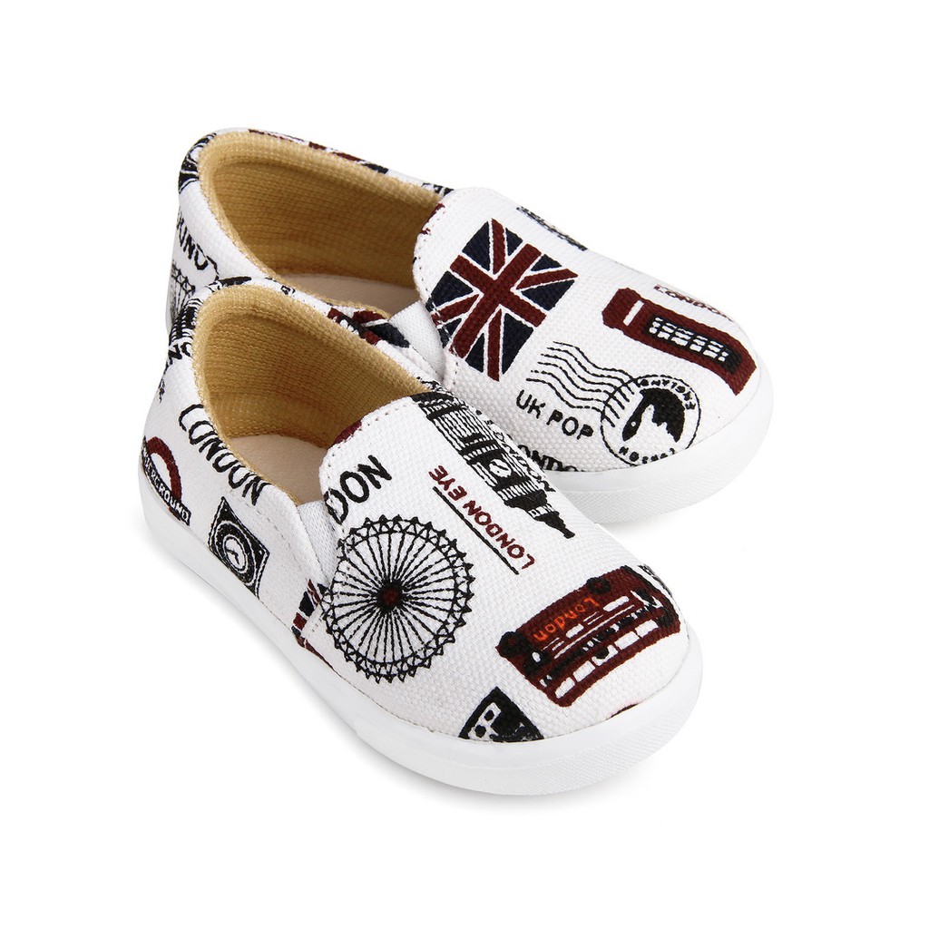 sepatu anak unisex model slip on motif E01 LONDON