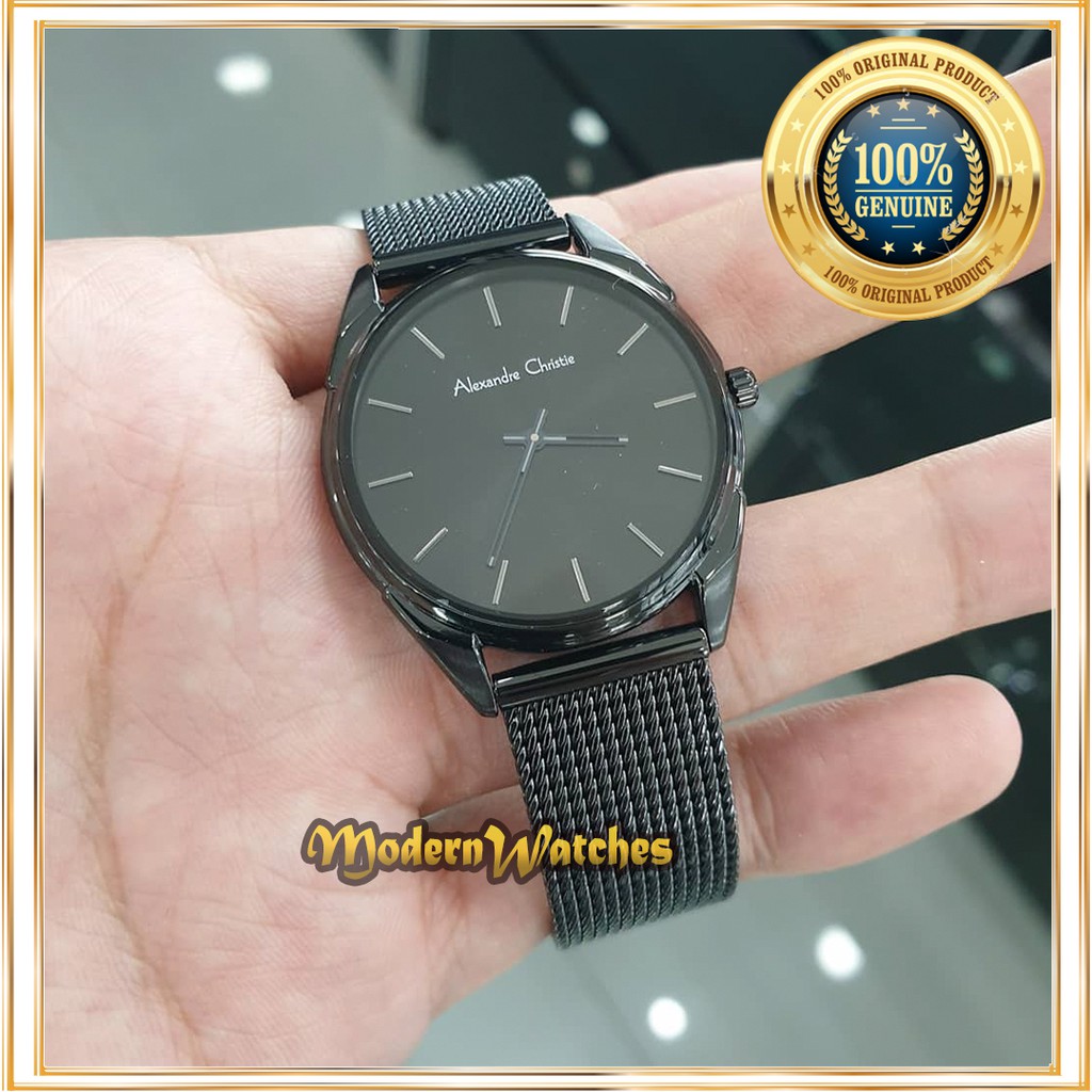 Jam Tangan Ori Alexandre Christie Wanita Terbaru AC 8626 Black Hitam Rantai Pasir Alexander Tipis