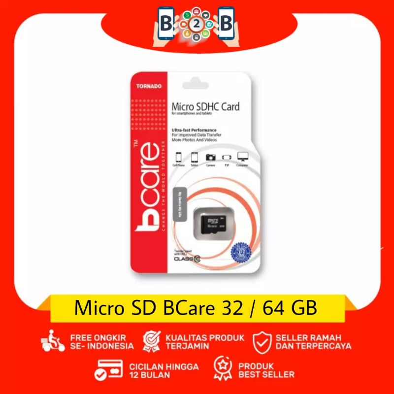 BCare Micro SD 32GB / 64GB MMC Memory Card - SanDisk Ultra microSDHC UHS-I Card - Micro SD Card