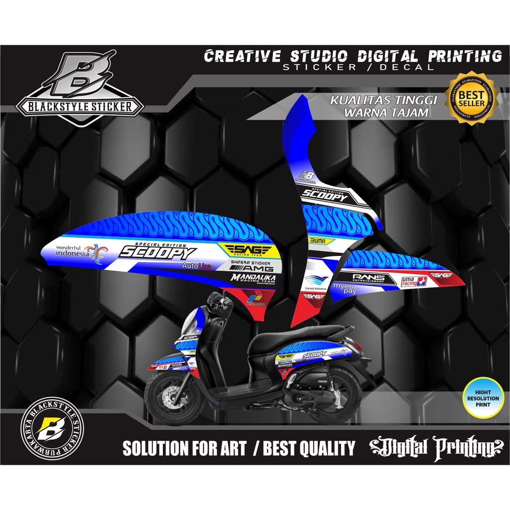 STRIPING MOTOR SCOOPY NEW 2020 - 2022 SCOOPI - SCOOPY BARU PRESTIGE / STRIPING RACING MANDALIKA STIK