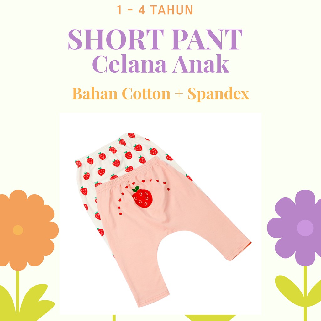 [HI] 2 PCS SHORT PANTS VARIAN A CELANA PENDEK BAYI 1-4 TAHUN BAHAN PREMIUM