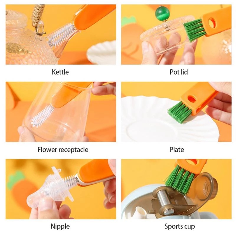 3 in 1 Sikat Pembersih Botol Susu Bayi / Cangkir Lipat Mini Portable Multifungsi