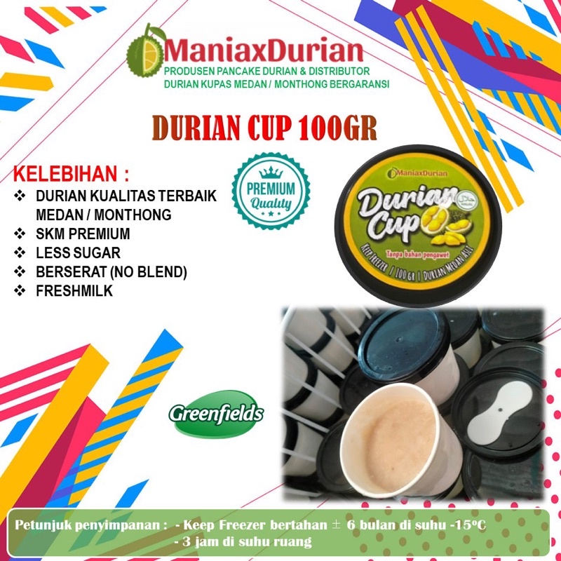 

Durian Cup ASLI Durian Medan/Monthong di Cikarang termurah ( Durcap ) 100gr