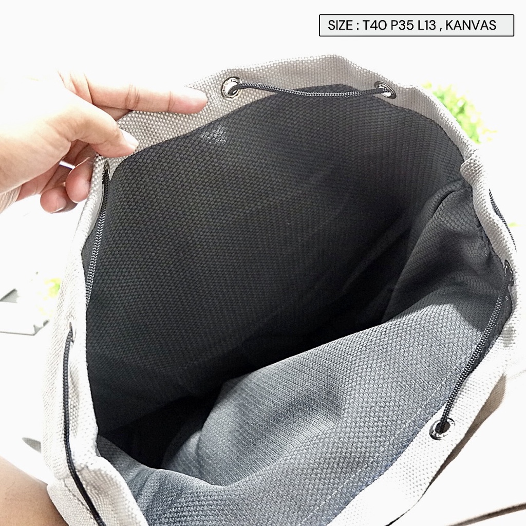 『Bebas Ongkir 』 Tas Bahan Lembut Kanvas Wanita Ransel Serut Sekolah Perempuan Besar ransel polos
