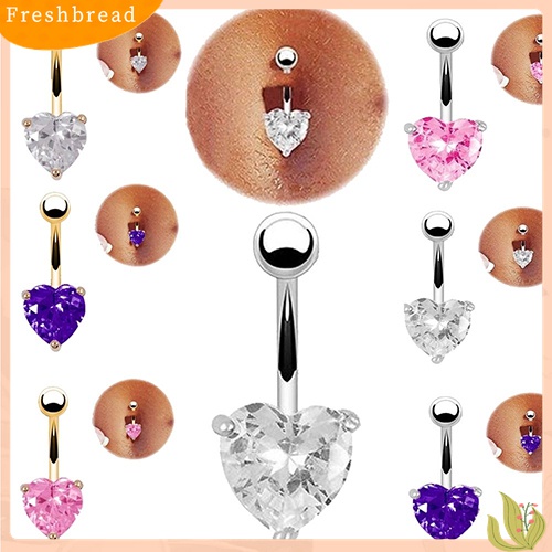 Fresh| Anting Tindik Perut / Pusar Berlian Imitasi Model Hati / Bintang Untuk Wanita