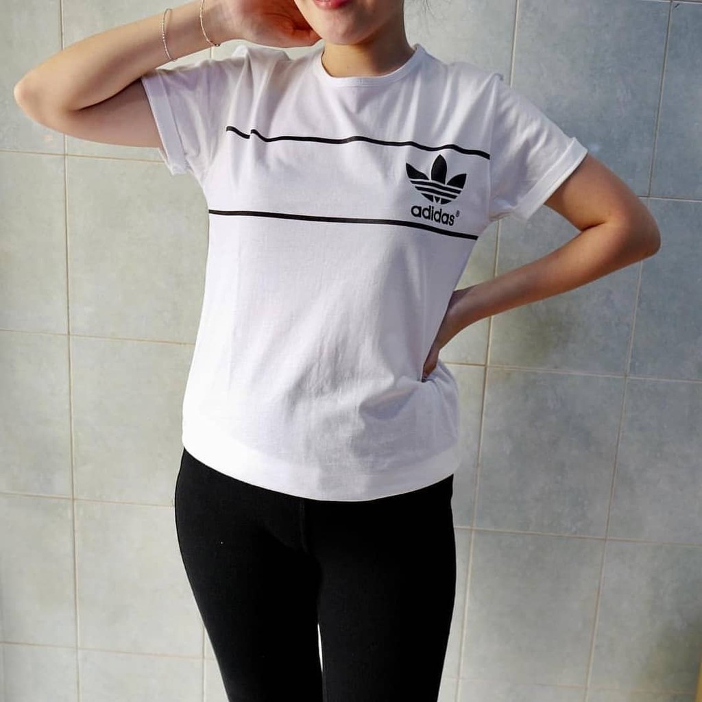 Kaos Adidas Garis (Putih)