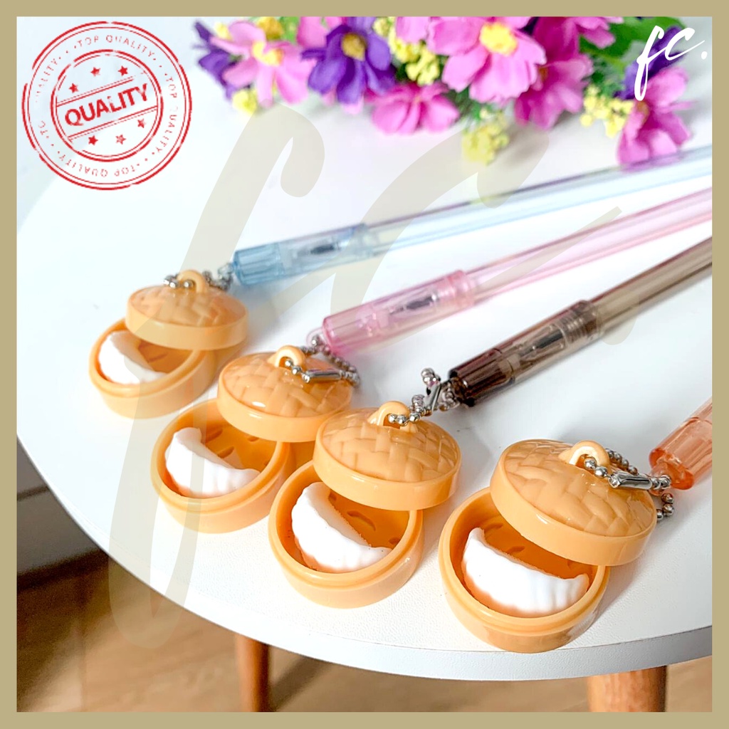 

Pulpen / Pen Gel Tinta Hitam Gantungan Dimsum Kuotie Sabit Mini Imut Bakpao Impor Grosir Ready COD