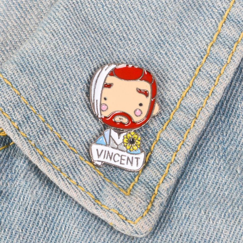 Siy Bros Pin Desain Figure Rock Vincent Human Us Terkenal Untuk Dekorasi Tas Ransel / Jaket / Pakaian