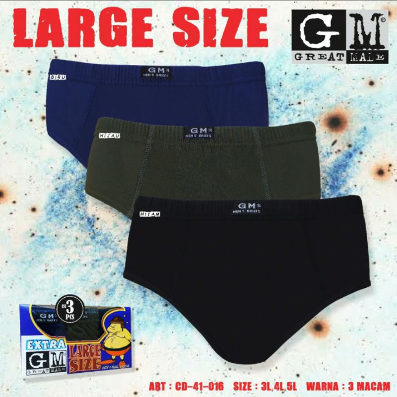 Celana Dalam Pria isi 3 GM SUPER JUMBO EXTRA LARGE SIZE Super Jumbo 5L, 4L, 3L | Great Male Big Size | CD Big Size