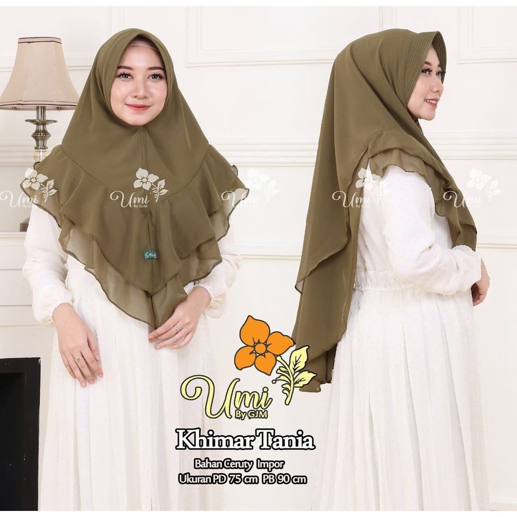 (COD) Jilbab Instan Khimar Tania Dua Layer Hijab Khimar Ceruty Dua Layer Jilbab Original