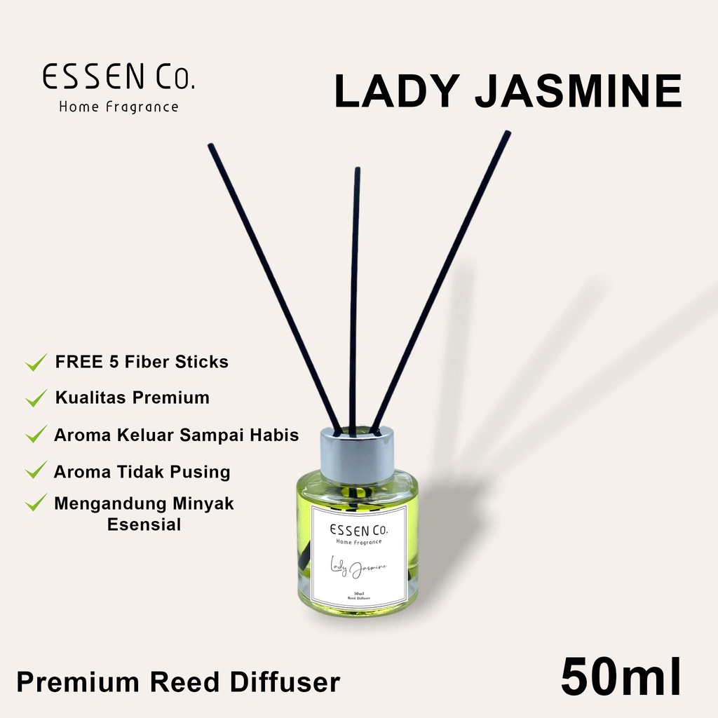 Essen Co Reed Diffuser Aromatherapy Jasmine Pengharum Pewangi Ruangan Aromaterapi Melati 50ml