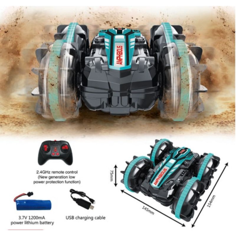 [capt] Mainan Mobil Remote Control RC Mobil Amphibi ~ AMPHIBIOUS STUNT CAR