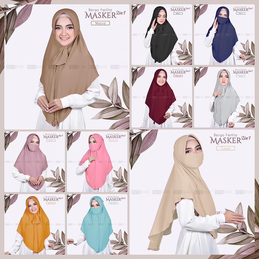 Hijab Instant Bergo Ferlita Masker 2in1-2
