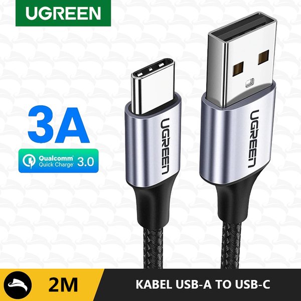 KABEL DATA TYPE C UGREEN FAST CHARGING NYLON BRAID 2M BLACK (60128)