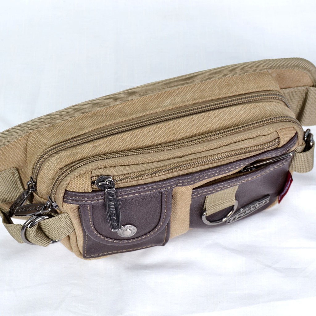 Waist Bag Pria Kanvas Kwalitas Import Cruiser 2 Kantong 7601-8