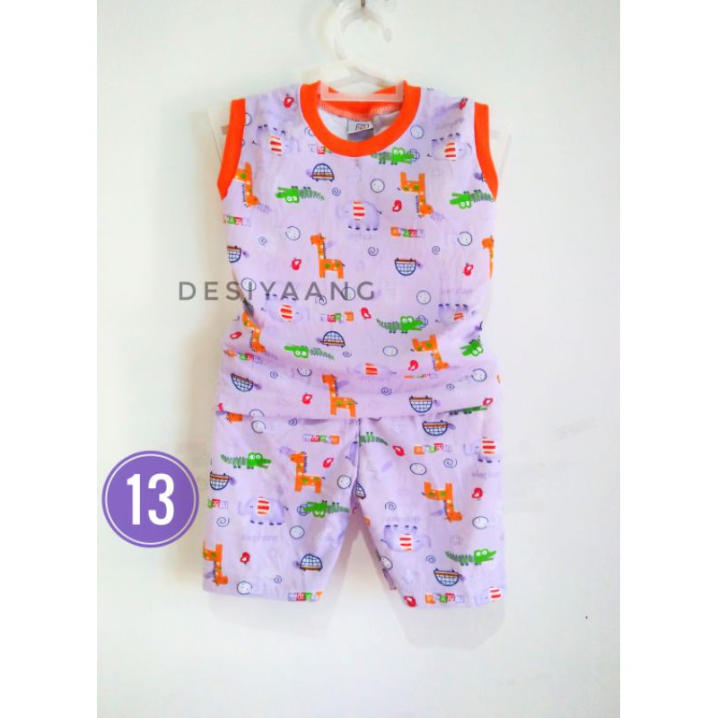 paket Isi 2 STEL Setelan bayi Anak Kutung  Size Xs Usia 5 6 7 8 9 10 11 12 - 16 bulan