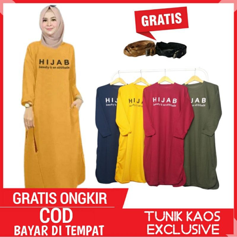 Tunik Kaos Wanita Babyterry Import Terbaru / Long Tunik Kaos Cewek Babyterry