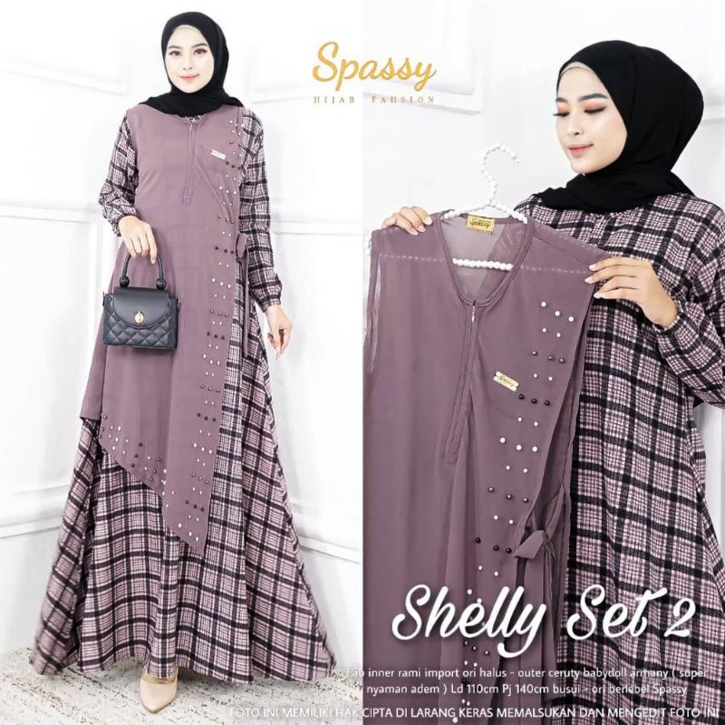 Shelly set 2 premium by spassy dress outer mewah