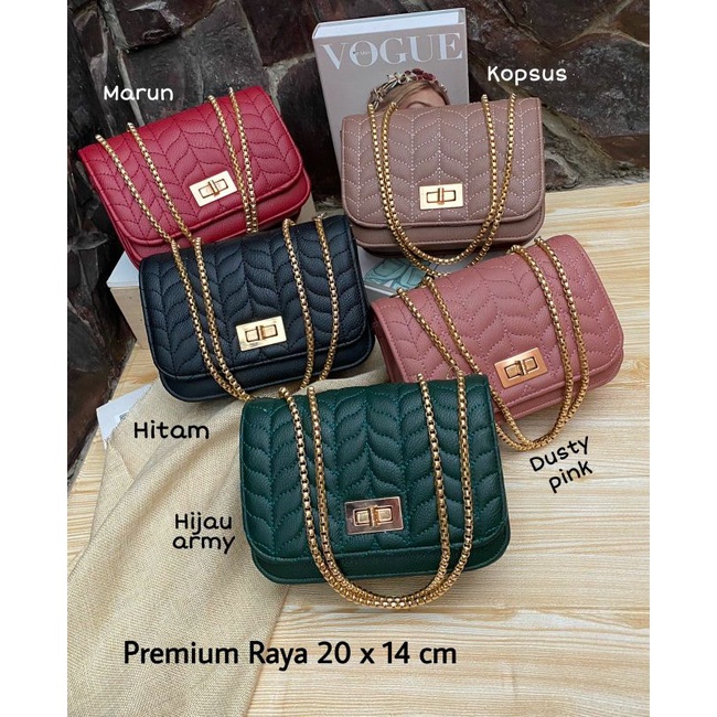 Premium Raya Bordir Key Leaf Tas Selempang Wanita