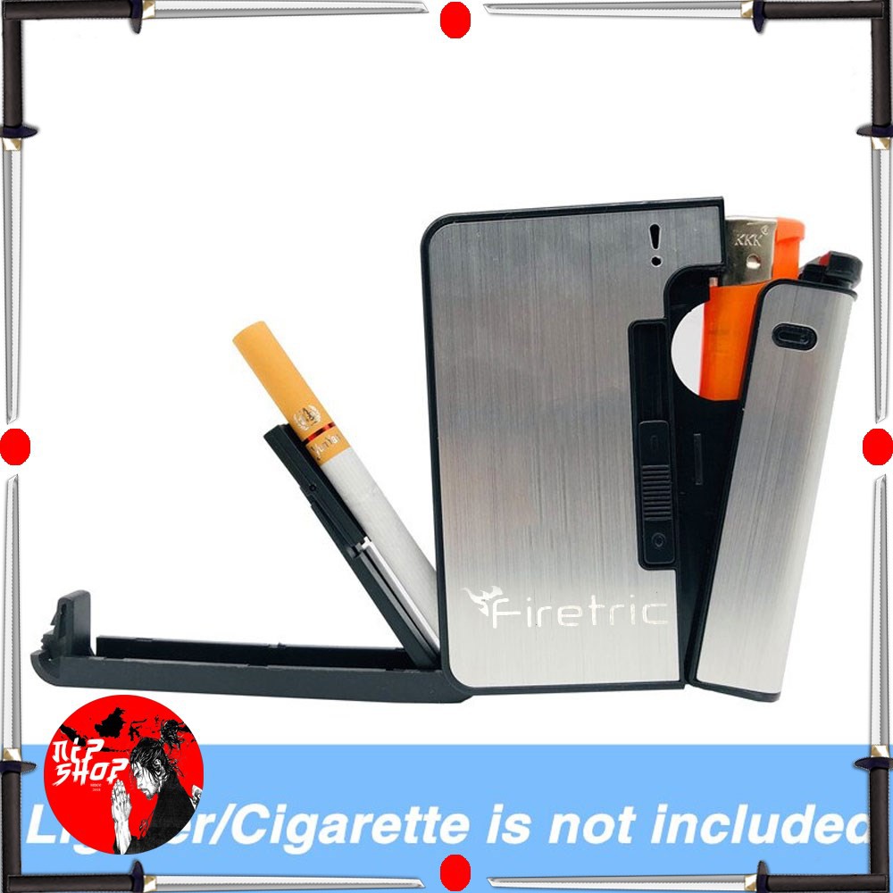 Firetric Kotak Rokok Fashion Bungkus Metal Case with Lighter Korek Api Slot