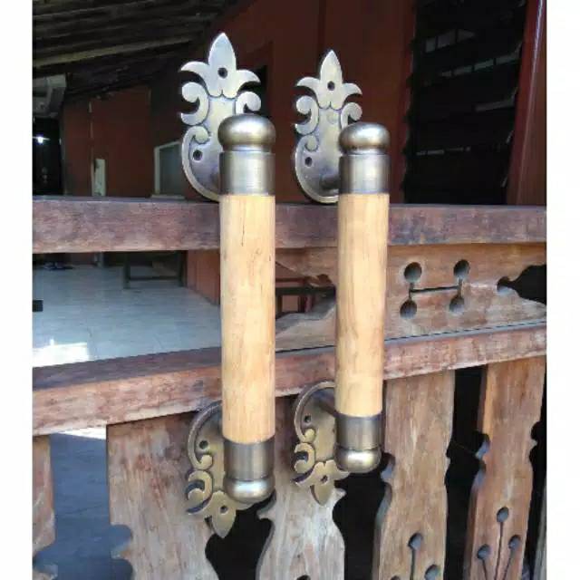 Handle Pintu Kuningan Antik Murah Motif Cemara 43cm