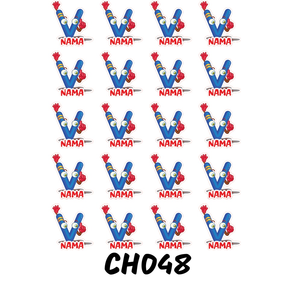 

Sticker Nama Cutting Label Waterproof Tahan Air Huruf 48 (CH048)
