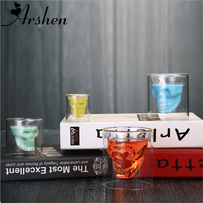 Gelas Wine Double Wall Glass Crystal Beer Mug 150ml -  SG-02 - Transparent