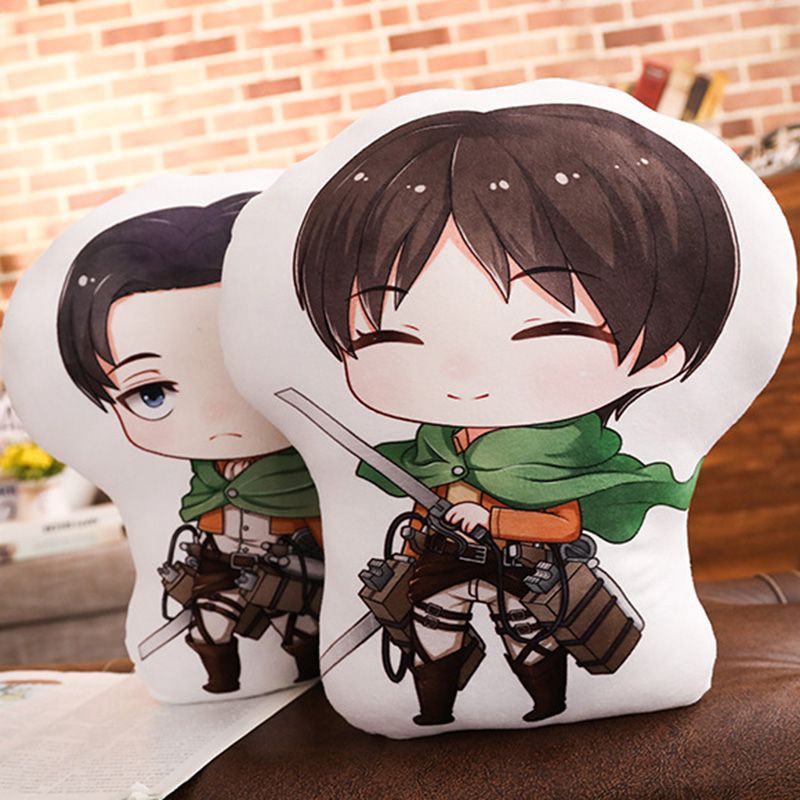 45cm Mainan Titan Manga Peripheral Plush Doll Eren Mikas Cushion Stuffed Toys Boneka