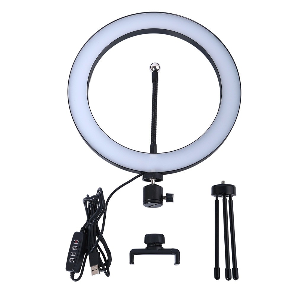 Lacyfans Lampu Halo Ring Light LED Selfie 120 LED 10 Inch with Smartphone Holder + Mini Tripod