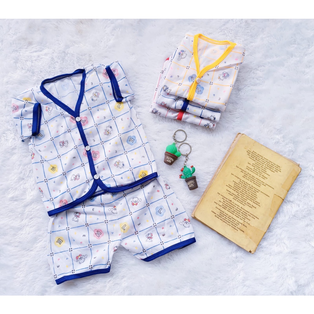 Setelan baju bayi lengan pendek/3 setel baju piyama bayi/ setelan piyama bayi baru lahir/ set baju bayi new born