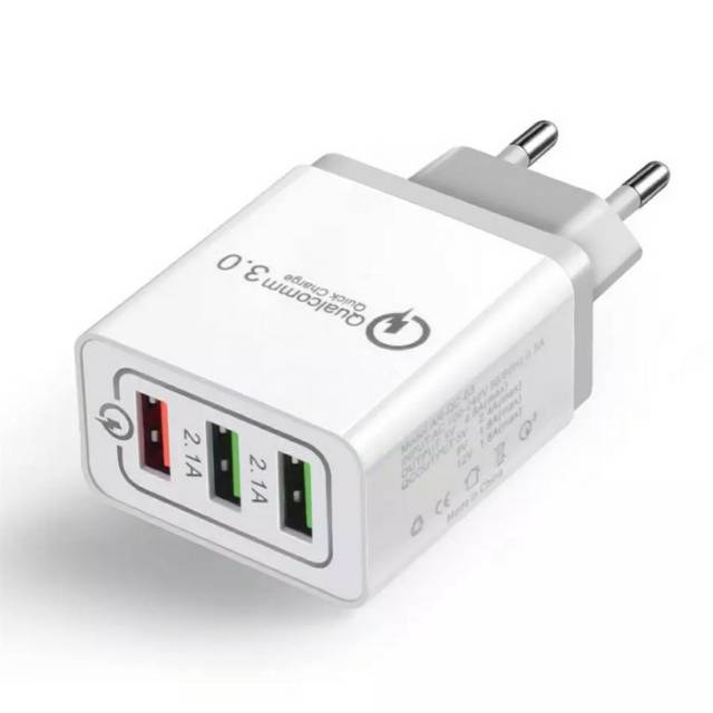 Quick Charging QC 3.0 3 USB Port Smart Charger Hp Adaptor Murah