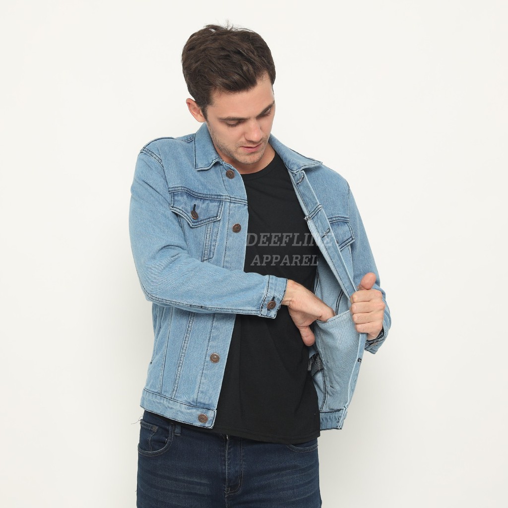 Jaket Jeans Pria  - Jaket Biru Muda - Jaket Blitz - Jaket Denim Pria - Jaket Deefline Apparel