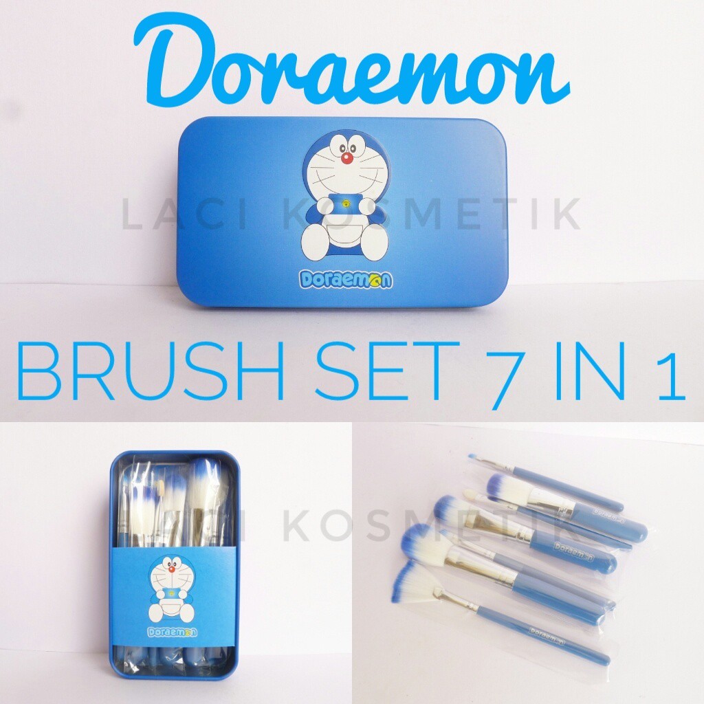 DORAEMON BRUSH KALENG 7 IN 1 / MAKE UP BRUSH / KUAS DORAEMON