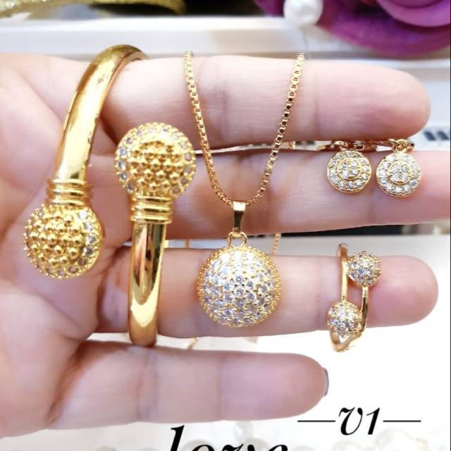 Xuping set perhiasan lapis emas 24k 2410j