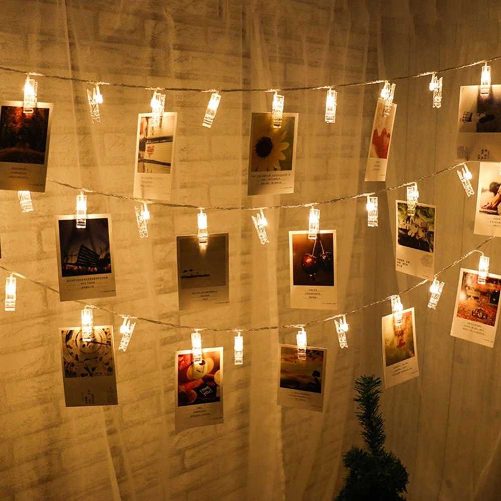 [COD] Lampu Hias Dekorasi Clip String Polaroid Holder 20 LED 2 Meter 3 Meter Warm White Warna Tumblr Lamp String Panjang Murah Hiasan Kamar Dekor Ulang Tahun Pernikahan Pesta Aesthetic Estetik