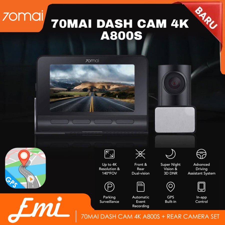 70mai Dash Cam A800S HD 4K 2160P GPS ADAS